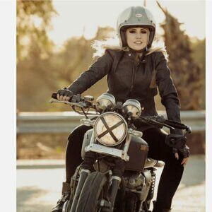 Gigi Montrose Speed Women's Motorcycle Jacket XS MADE IN USA Waxed Denim Kevlar